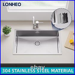 LONHEO Stainless Steel Sink 740 440 200mm Single Bowl Kitchen Sink with