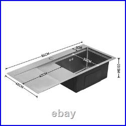 Large Deep Bowl Square Stainless Steel Kitchen Sink Undermount Drainer Waste Kit
