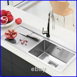 Large Deep Single Bowl Stainless Steel Inset & Undermount Kitchen Sink 860x400mm