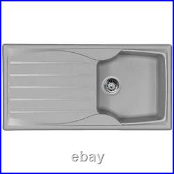 Light Grey 1.0 Bowl Kitchen Sink With Reversible Drainer And Strainer Waste Kit