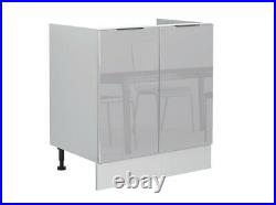 Light Grey Gloss Kitchen Base Cabinet Unit 80cm Franke 800 Single Bowl Sink Luna