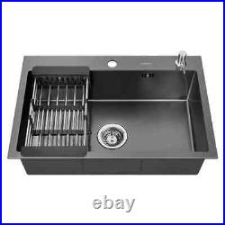 Lonheo Black Kitchen Sink Single Bowl Stainless Steel 680 X450 MM