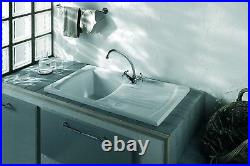 Luna Ceramic Kitchen Sink 1 Bowl Pure White Including Waste And Plumbing
