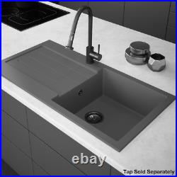 MELIA Grey Kitchen Sink 1.0 Single Bowl OR 1.5 Bowl and Half Wastes Reversible