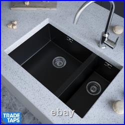 MELIA Matt Black 1.0 OR 1.5 Single Bowl and Half Kitchen Sink with Wastes & Tap