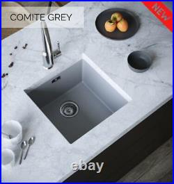 Matt Grey- Comite Single Bowl Inset Or Undermounted Kitchen Sink Drainer Wastes