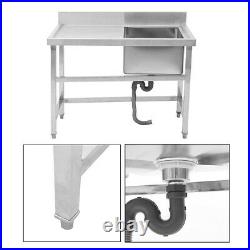 Modern Stainless Steel Commercial Kitchen Single Sink Right Hand Bowl & Drainer