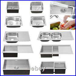 Modern Stainless Steel Single 1.0/2.0 Bowl Kitchen Sink Square Undermount Waste