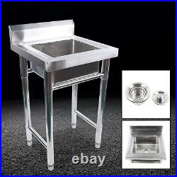 New Commercial Kitchen Stainless Catering Sink Restaurant Wash Table Single Bowl