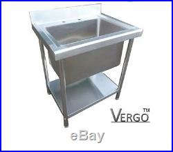 New Commercial Stainless Steel Catering Kitchen Sink Single Bowl Deep Pot Wash