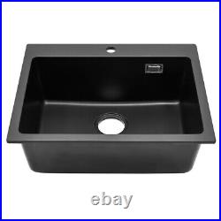 New Inset Quartz Stone Single Double Deep Bowl Kitchen Sink withDrainer Waste Kit