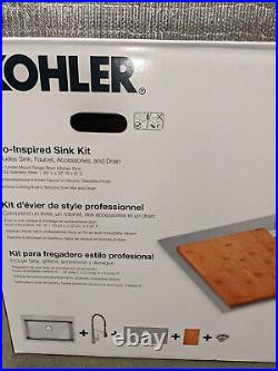 OPEN Kohler Pro-Inspired Kitchen Sink Kit with Cutting Board Single-Bowl 33 Width