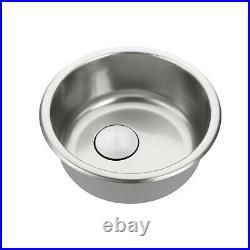 Polished Chrome stainless steel Single Round bowl kitchen sink trough 420 mm