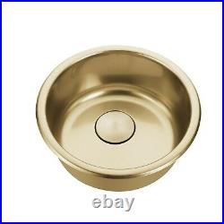 Polished Chrome stainless steel Single Round bowl kitchen sink trough 420 mm