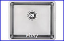 Polished Stainless Steel Kitchen Sink Single Bowl Undermount Waste Rectangle