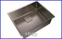 Polished Titanium Kitchen Sink Undermount Inset Flush 1 Single Bowl 0TH Steel