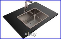 Polished Titanium Kitchen Sink Undermount Inset Flush 1 Single Bowl 0TH Steel