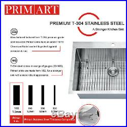 Primart 33 x 22 Inch 16 Ga Single Bowl Stainless Steel Top Mount Kitchen Sinks