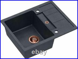 Quadron Morgan 116 Reversible Granite Single 1.0 Bowl Kitchen Sink Black Copper