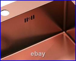 Quadron Russel 110 Copper Square Inset Kitchen Sink Single Bowl Steel + Waste