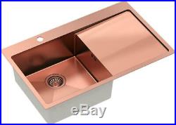 Quadron Russel 111 Copper Rectangle Inset Kitchen Sink Drainer Single Bowl Steel
