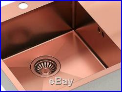 Quadron Russel 111 Copper Rectangle Inset Kitchen Sink Drainer Single Bowl Steel