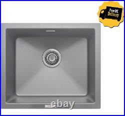 Quartz Granite Composite Undermount Kitchen Utility Sink Single Bowl Grey