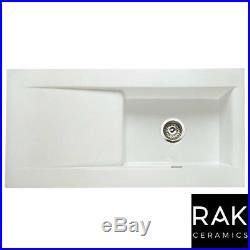 RAK Ceramics Gourmet Dream Sink 2 Reversible 1.0 Bowl White Ceramic Kitchen Sink