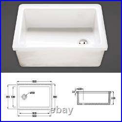 RAK Ceramics White 1.0 Single Bowl Laboratory Lab Belfast Kitchen Sink 4 Sizes