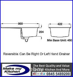 Rangemaster Amethyst 1.0 Single Bowl Igneous Kitchen Sink Crystal white AME860