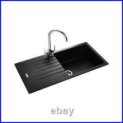 Rangemaster Andesite Composite Granite Single Bowl Kitchen Sink in Black
