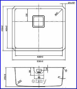 Rangemaster Atlantic Quad U/mount Single Bowl Stainless Steel Kitchen Sink/Waste