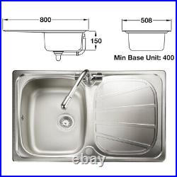 Rangemaster Baltimore Stainless Steel Kitchen Sink Single / 1.5 Bowl, Top Mount