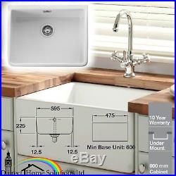 Rangemaster CBL595WH Belfast 60cm Single Bowl Ceramic Sink Incl Chrome Waste Kit
