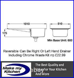 Rangemaster CNV1 Nevada 1.0 Single Bowl Ceramic Sink White INC CHROME WASTE KIT
