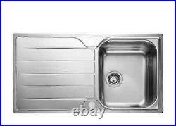 Rangemaster Michigan Single Bowl Stainless Steel Kitchen Sink with Waste 950mm