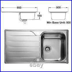 Rangemaster Michigan Stainless Steel Kitchen Sink Single / 1.5 Bowl, Top Mount