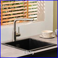 Reginox Amsterdam 50 Integrated Single Bowl Granite Kitchen Sink Black Silvery