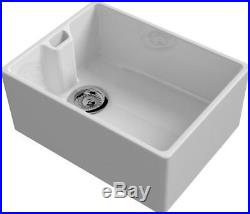 Reginox Belfast Ceramic Deep Large Single Bowl Kitchen Sink White Basket Waste
