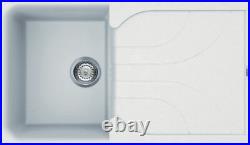 Reginox EGO400 Granite Single Bowl Kitchen Sink White Waste Reversible Recessed