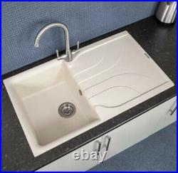 Reginox Elleci EGO400 Kitchen Sink Single Bowl Cream Granite Reversible Recessed