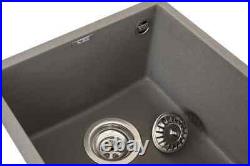 Reginox Elleci Quadra100 Kitchen Sink Single Bowl Undermount Black Granite Waste