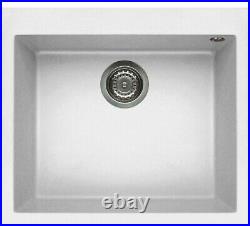Reginox Elleci Quadra105 Kitchen Sink Single Bowl White Granite Undermount Waste