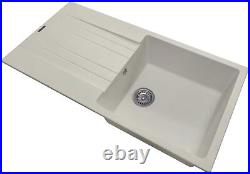 Reginox Hampton 1.0 Kitchen Sink Single Bowl Inset Granite Sink Cream 1m Wide