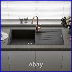 Reginox Harlem 10 Single Bowl Kitchen Sink with Drainer Silver Black Granite