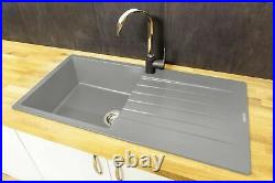 Reginox Harlem Single Bowl Granite Sink Grey 1000 x 500mm