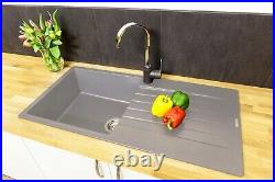 Reginox Harlem10 Silver Grey Single Bowl Kitchen Sink and Drainer Granite Modern
