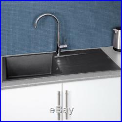 Reginox Harlem10 Single Bowl Kitchen Sink with Drainer Silver Black Granite