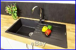 Reginox Harlem10 Single Bowl Kitchen Sink with Drainer Silver Black Granite