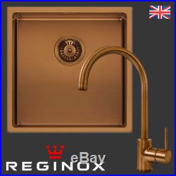 Reginox MIAMI 1.0 Single Bowl Copper Undermount Kitchen Sink 40x40cm Tap & Waste
